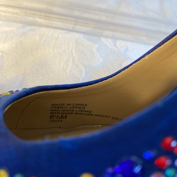 INC international concepts blue satin stiletto heels colorful rhinestones 6 - Picture 10 of 11